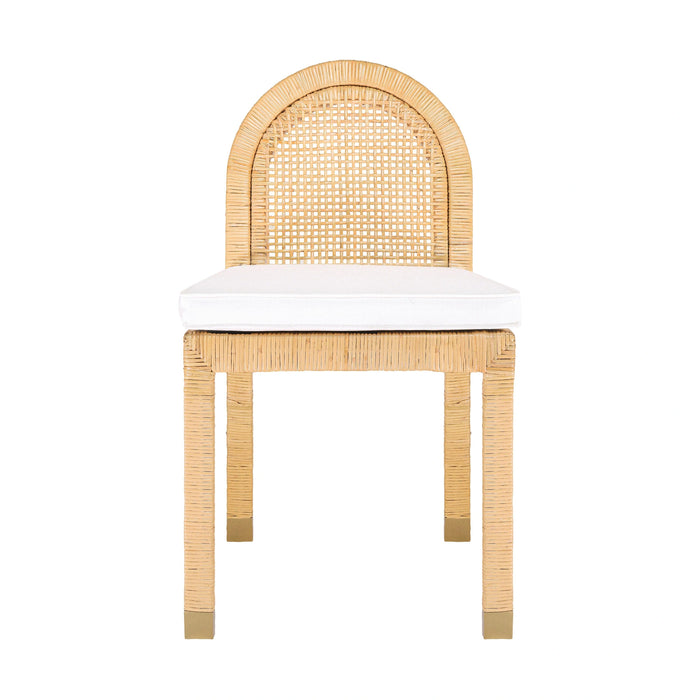 Amara Natural Rattan and Performance Fabric Arched Back Dining Chair