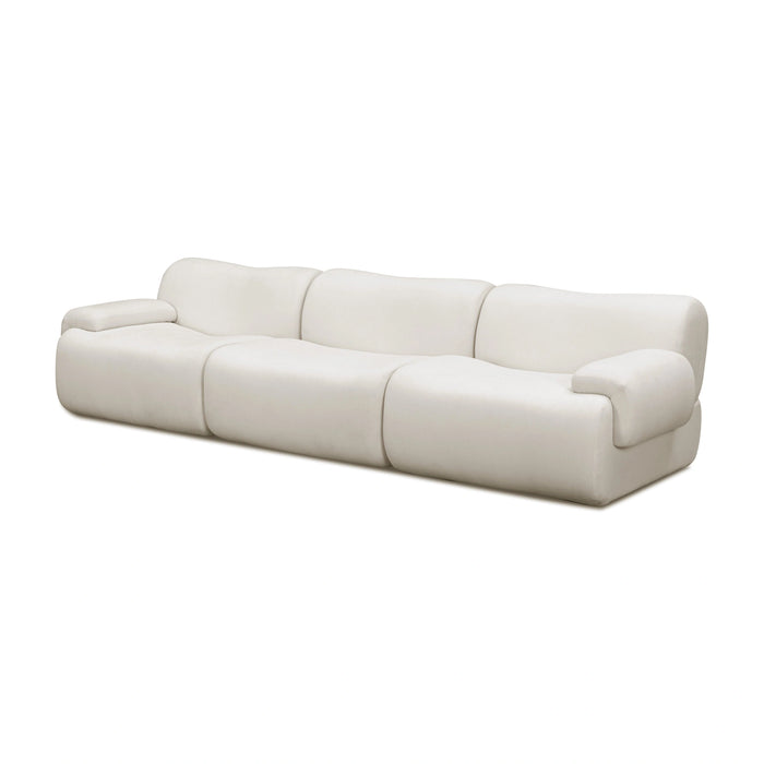 Zenith 116.5" Contract-Grade Upcycled Fabric Cream Modular Sofa
