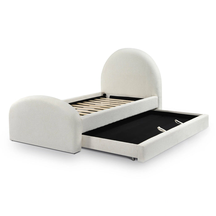 Moon Cream Performance Boucle Twin Trundle Bed
