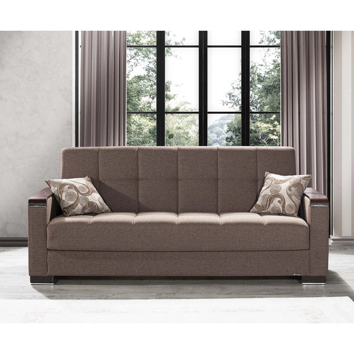 Ottomanson Armada X Collection Upholstered Convertible Wood Trimmed Sofabed with Storage