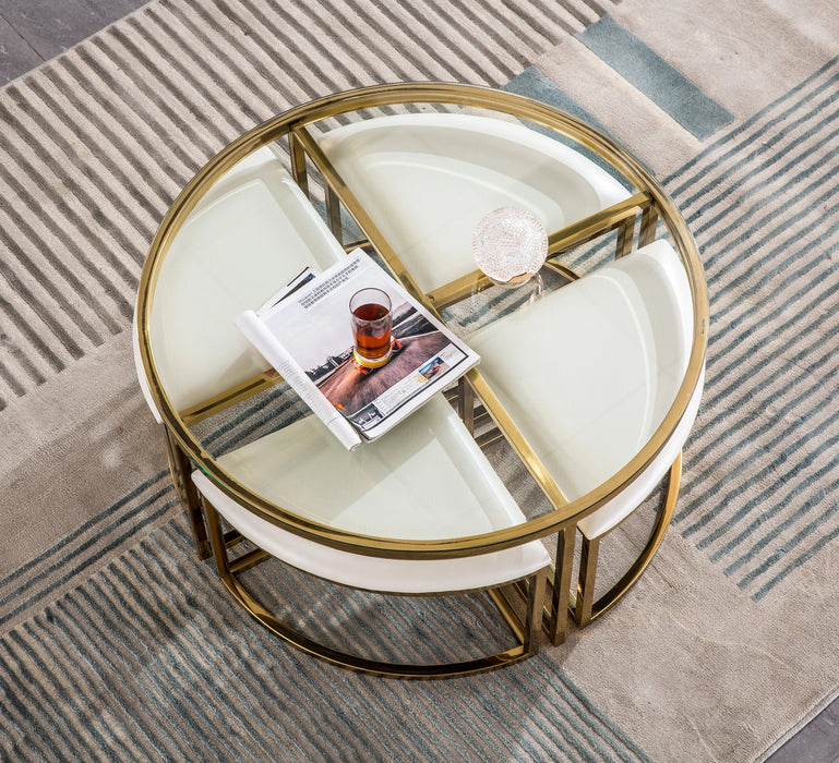 CT1029G COFFEE TABLE WITH 4 STOOLS