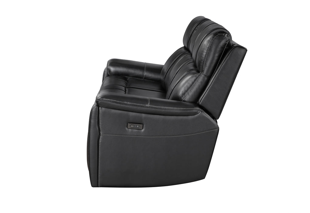U8881 Black Leather Power Reclining Sofa with Immerse Sound