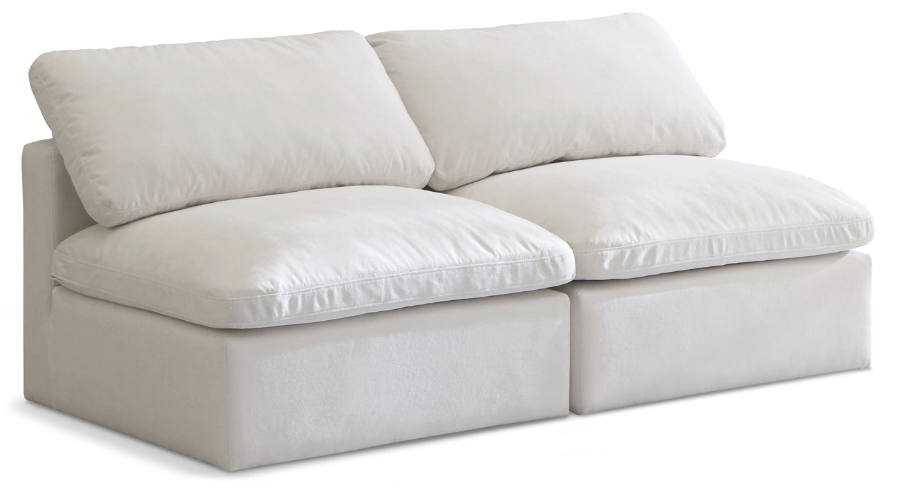 Plush Cream Velvet Standard Cloud Modular Sofa