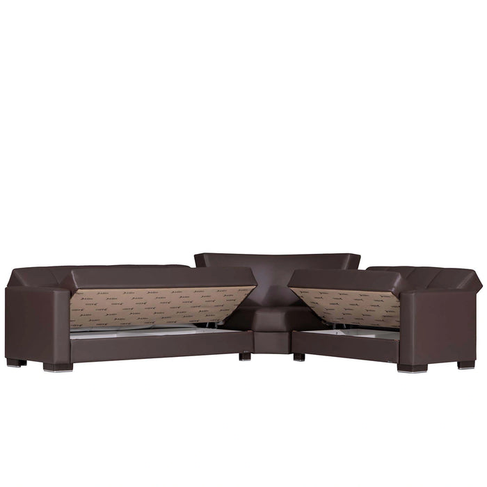 Ottomanson Armada Collection Upholstered Convertible Sectional with Storage