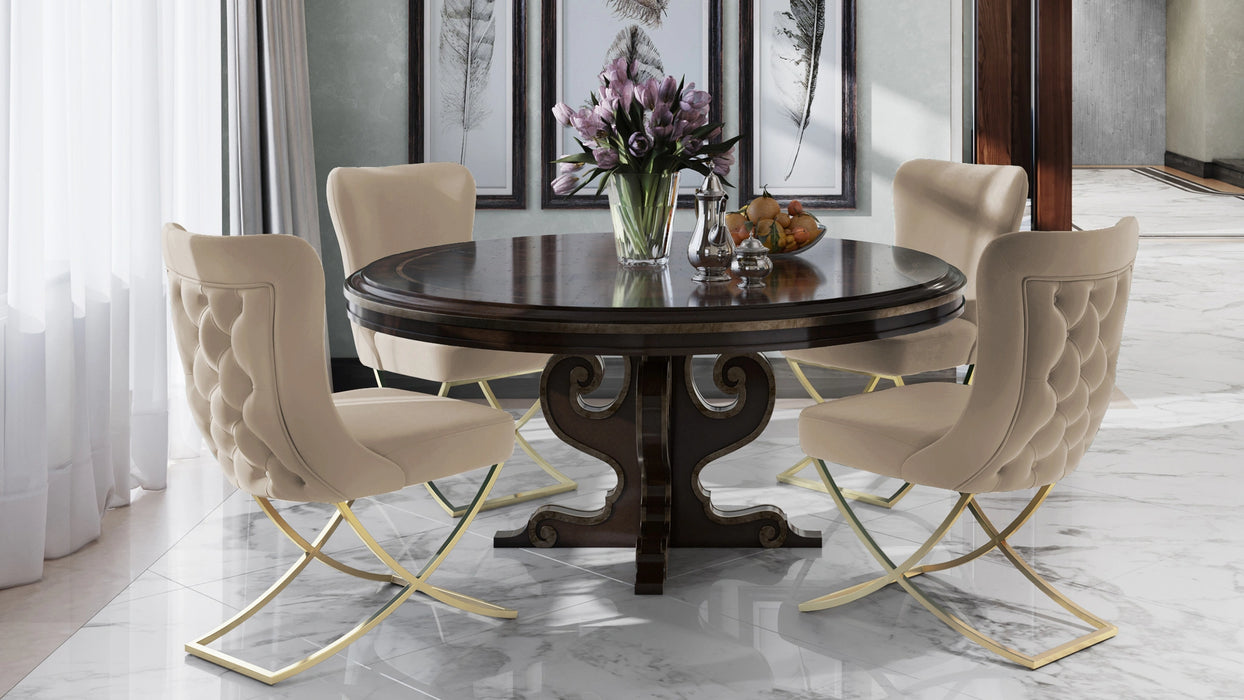 Ottomanson Royal Collection Upholstered Gold Legged Dining Chair, Set of 2