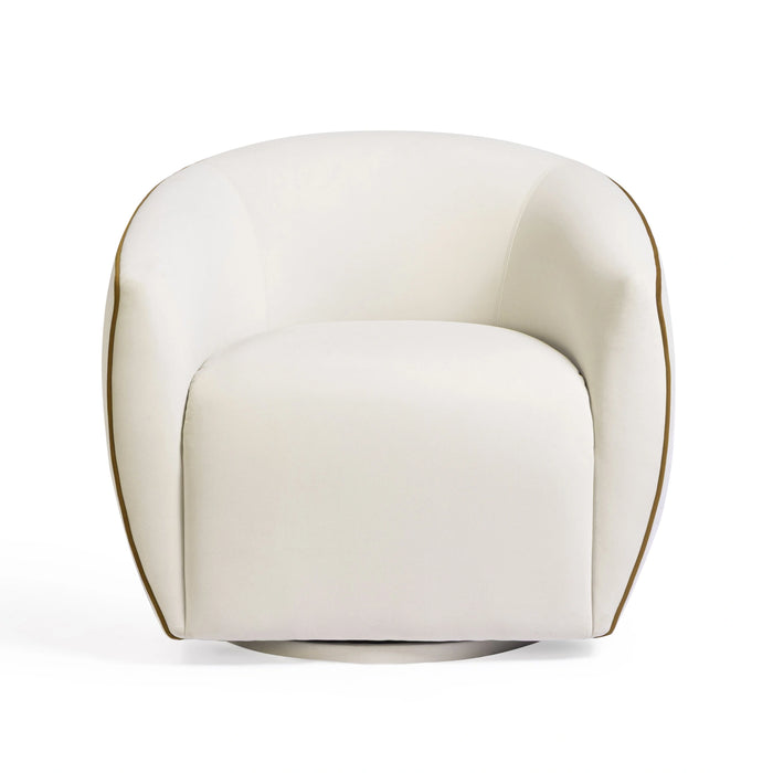 Jordan Contrast Piping Performance Velvet Swivel Accent Chair