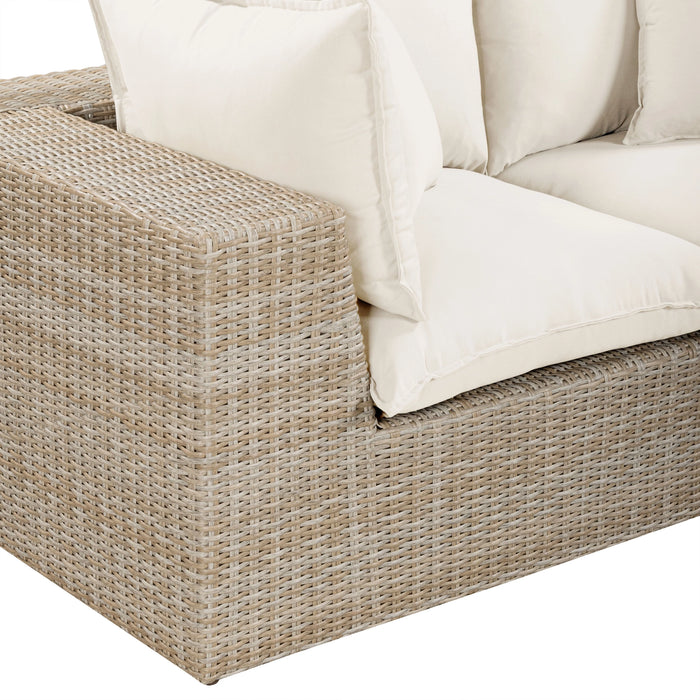 Cali 120" Natural Wicker Outdoor Modular Sofa