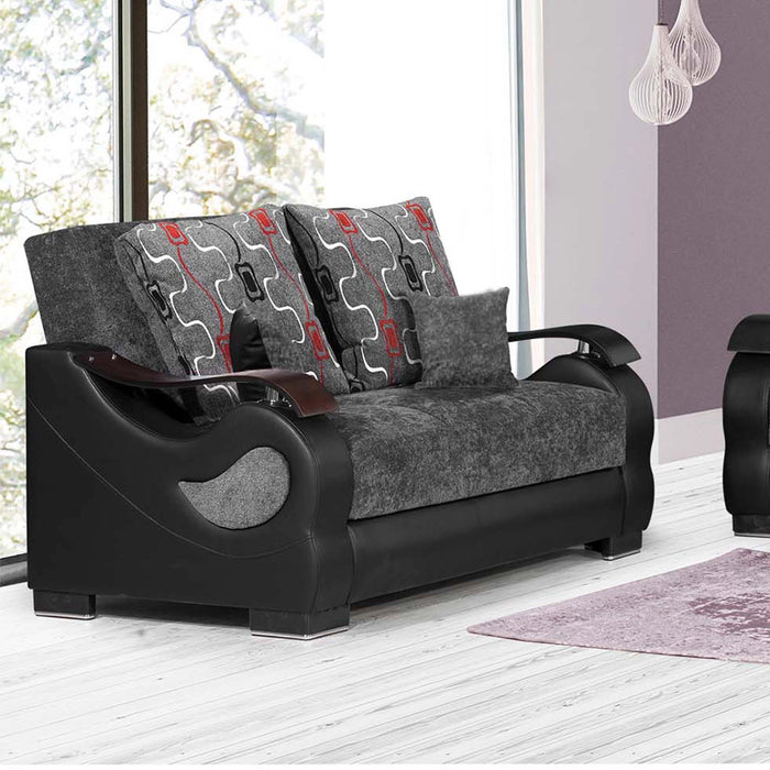 Ottomanson Metroplex Collection Upholstered Convertible Loveseat with Storage