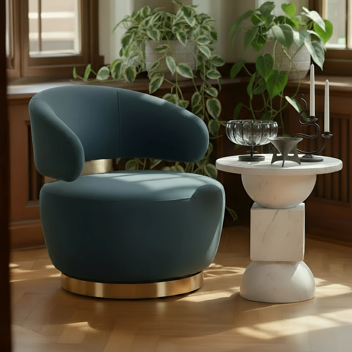Austin Dark Teal Performance Velvet Swivel Accent Chair