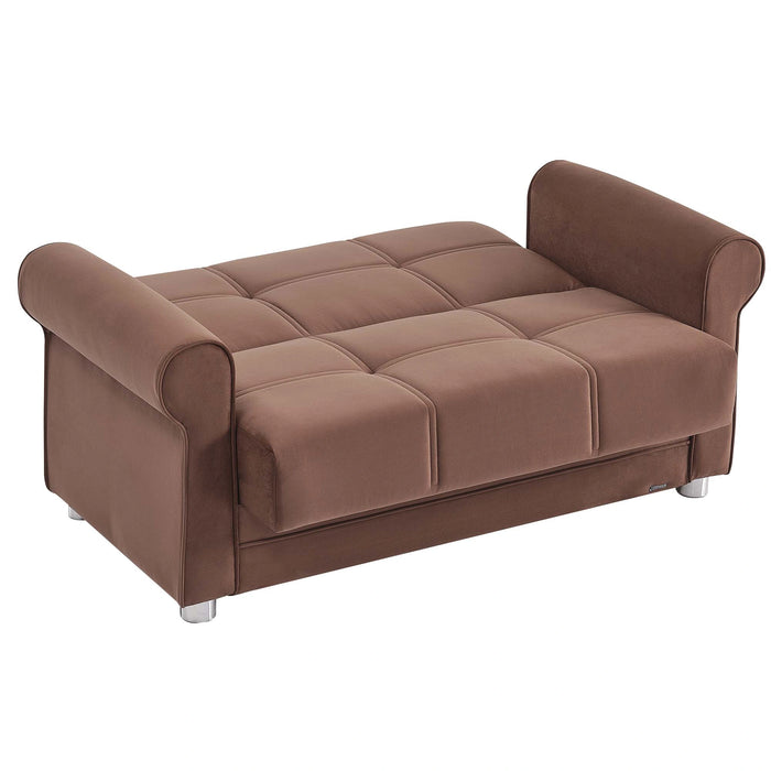 Ottomanson Sara Collection Upholstered Convertible Loveseat with Storage