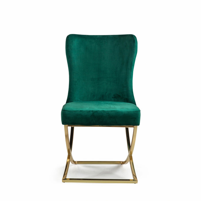 Ottomanson Royal Collection Upholstered Gold Legged Dining Chair, Set of 2