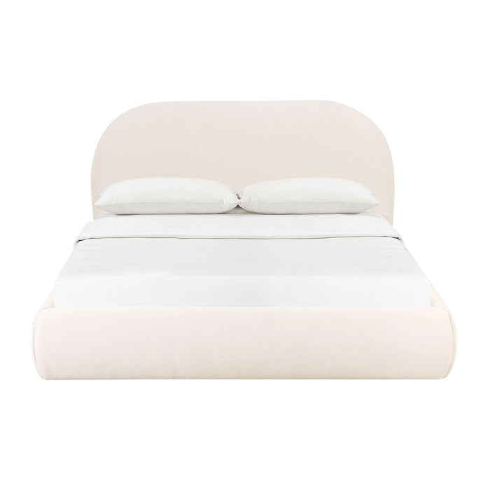 Bara Cream Textured Performance Velvet Bed