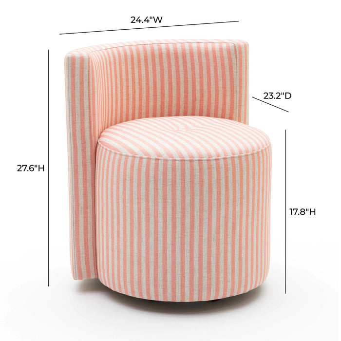 Alyssa Striped Performance Linen Rolling Desk Chair