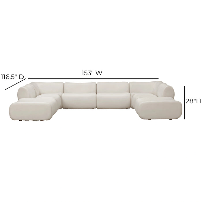 Zenith 8-Piece Contract-Grade Upcycled Fabric Cream Modular U-Sectional