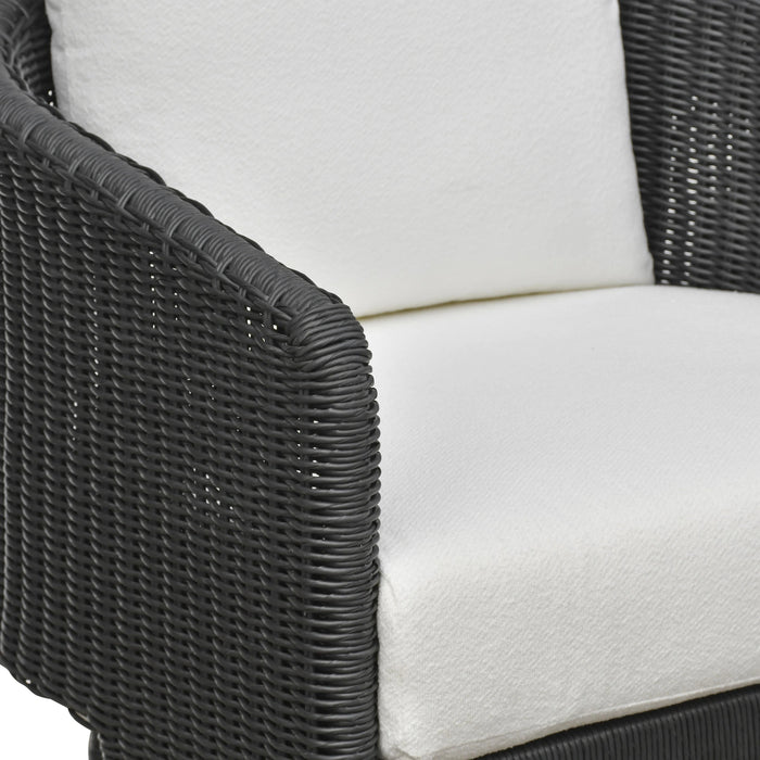 Alexa Rattan Performance Fabric Outdoor Accent Chair