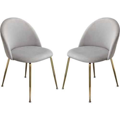 Lilly Set of (2) Dining Chairs in Grey Velvet w/ Brushed Gold Metal Legs image