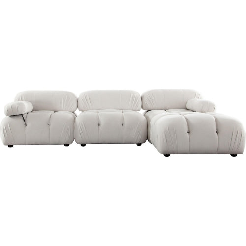 Paloma 4PC Modular 111 Inch Reversible Chaise Sectional in Light Cream Velvet image