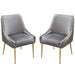 Set of (2) Quinn Dining Chairs w/ Vertical Outside Pleat Detail and Contoured Arm in Grey Velvet w/ Brushed Gold Metal Leg image