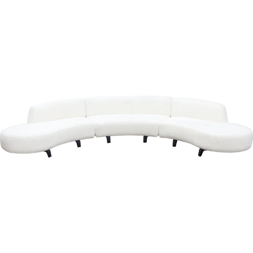 Vesper 3PC Modular Curved Armless Sofa & (2) Chaise in Faux White Shearling w/ Black Wood Leg Base image