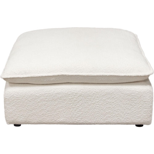 Ivy Square Ottoman in White Faux Shearling w/ Feather Down Seating image