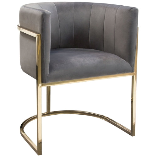 Pandora Dining Chair in Grey Velvet with Polished Gold Frame image