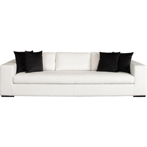 Muse Sofa in Mist White Performance Fabric w/ (4) Black Accent Pillows image