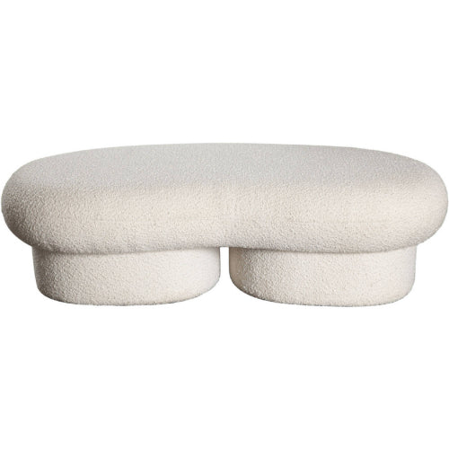 Wave Curved Accent Bench in Ivory Boucle Fabric image