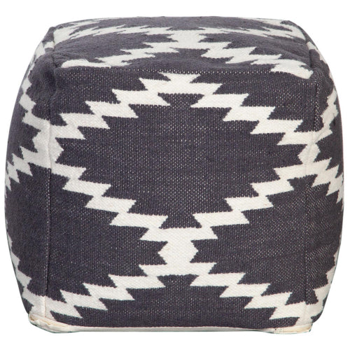 Square Pouf in White/Grey Pattern Wool image