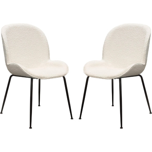 Session 2-Pack Dining Chair in Ivory Boucle w/ Black Powder Cosat Metal Leg image