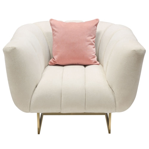 Venus Cream Fabric Chair w/ Contrasting Pillows & Gold Finished Metal Base image