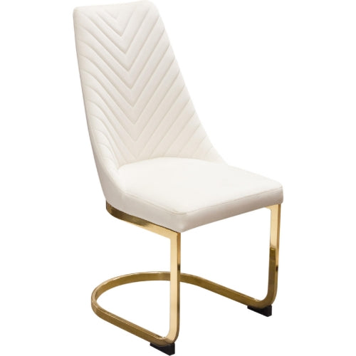 Vogue Set of (2) Dining Chairs in Cream Velvet with Polished Gold Metal Base image