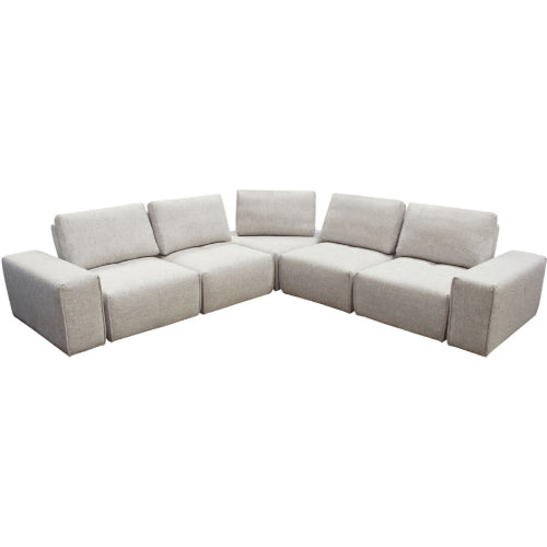 Jazz Modular 5-Seater Corner Sectional with Adjustable Backrests in Light Brown Fabric image