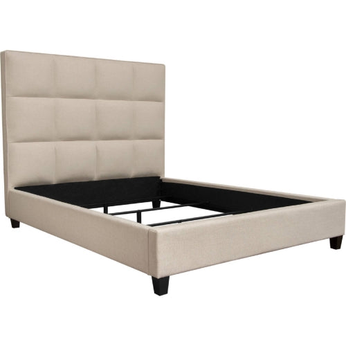 Devon Grid Tufted Queen Bed in Sand Fabric image