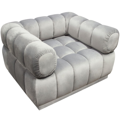 Image Low Profile Chair in Platinum Grey Velvet w/ Brushed Silver Base image