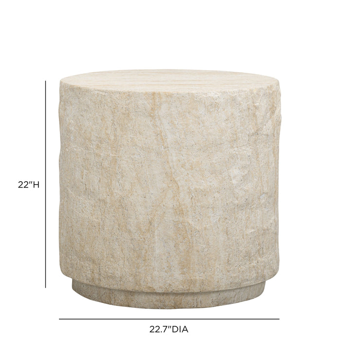 Roxanne Faux Travertine Indoor/Outdoor Concrete Side Table