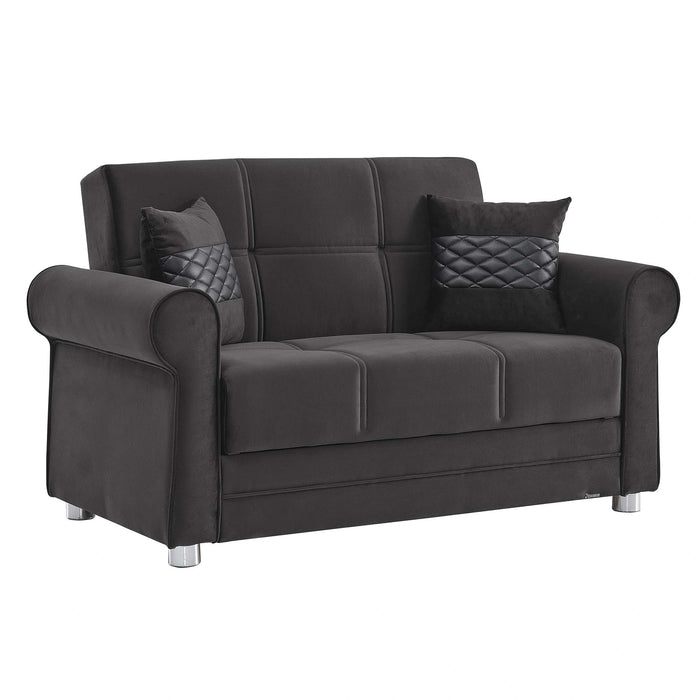 Ottomanson Sara Collection Upholstered Convertible Loveseat with Storage