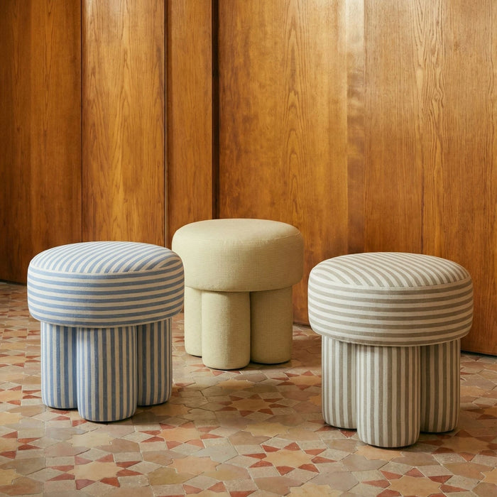 Masha Yellow Homespun Plaid Performance Linen Accent Stool