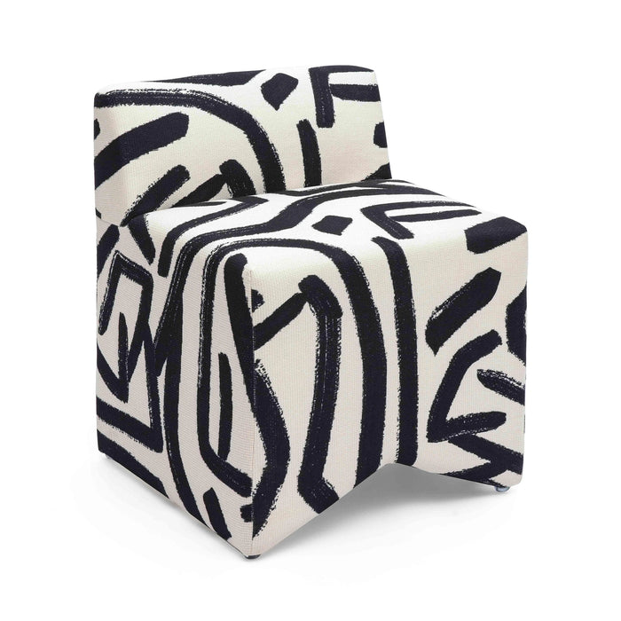 Pippa Black Brushstroke Print Contract Grade Accent Stool