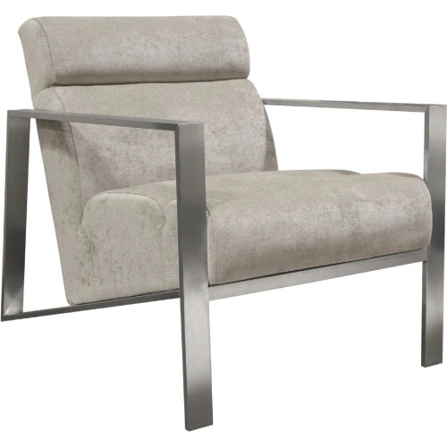 La Brea Accent Chair in Champagne Fabric with Brushed Stainless Steel Frame