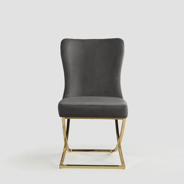 Ottomanson Royal Collection Upholstered Gold Legged Dining Chair, Set of 2
