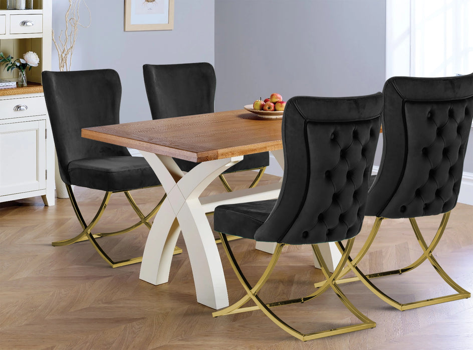 Ottomanson Royal Collection Upholstered Gold Legged Dining Chair, Set of 2