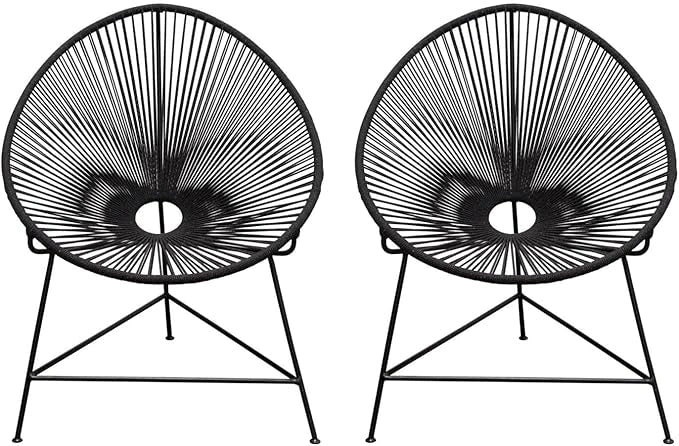 Sativa 2-Pack Accent Chair in Black Rope w/ Black Iron Rod Frame