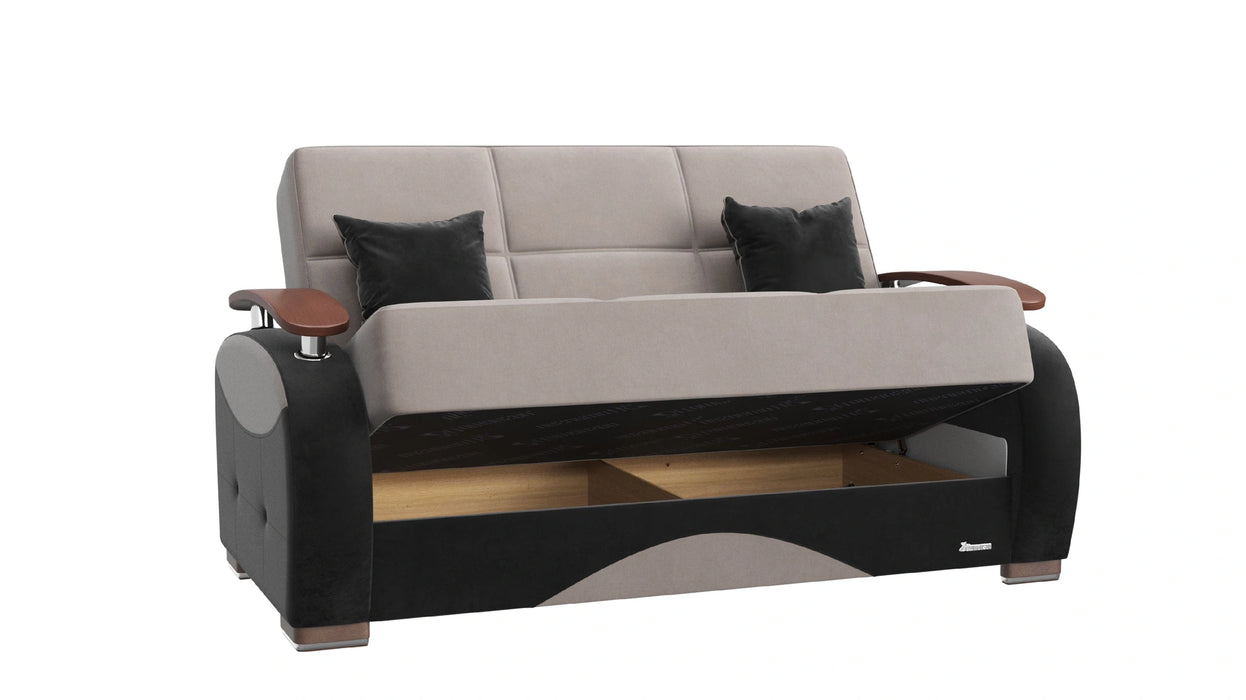 Ottomanson Yafah Collection Upholstered Convertible Loveseat with Storage
