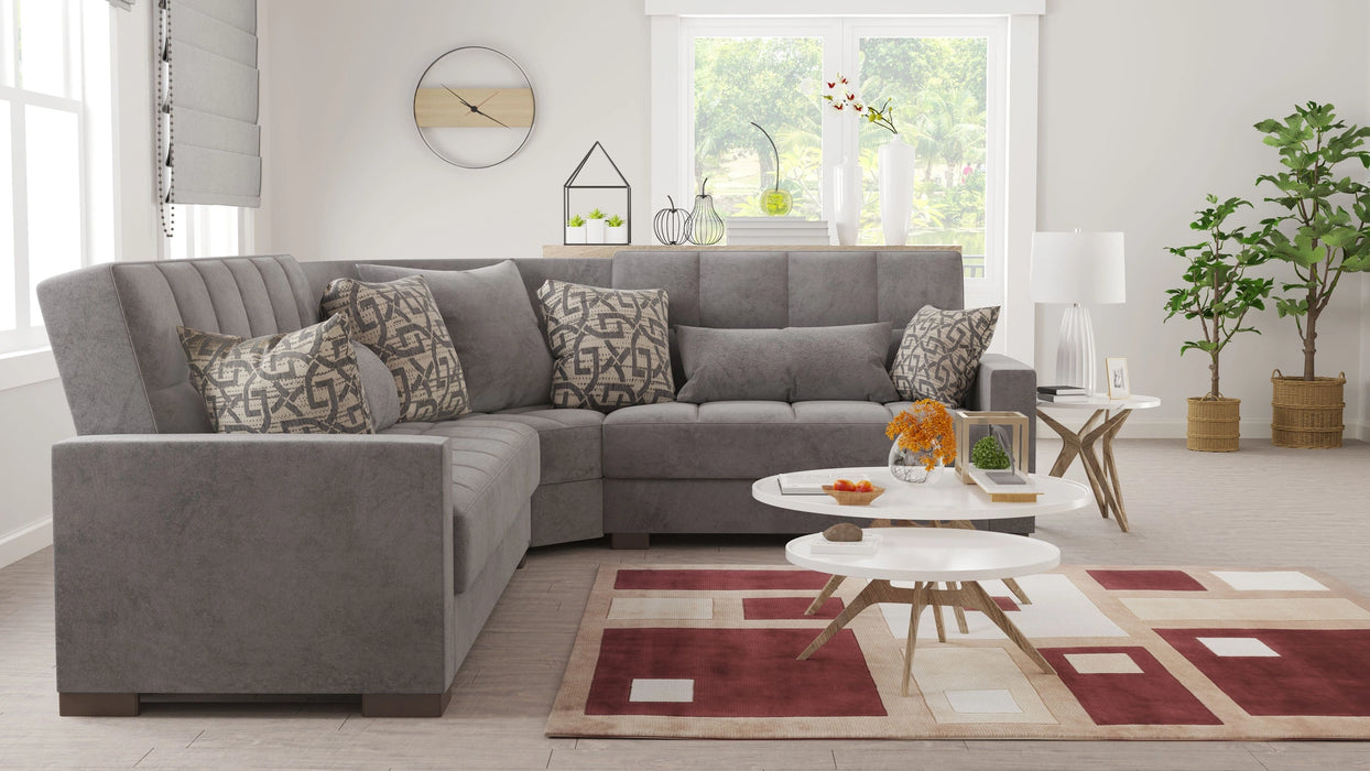 Ottomanson Armada Collection Upholstered Convertible Sectional with Storage