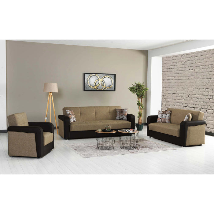 Ottomanson Harmony Collection Upholstered Convertible Loveseat with Storage