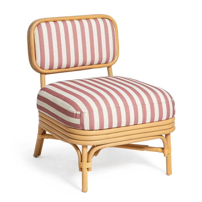 Dorine Striped Performance Linen &amp; Rattan Accent Chair