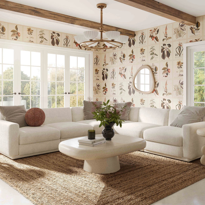 Perry 5-Piece Cream Performance Chenille Modular L-Sectional