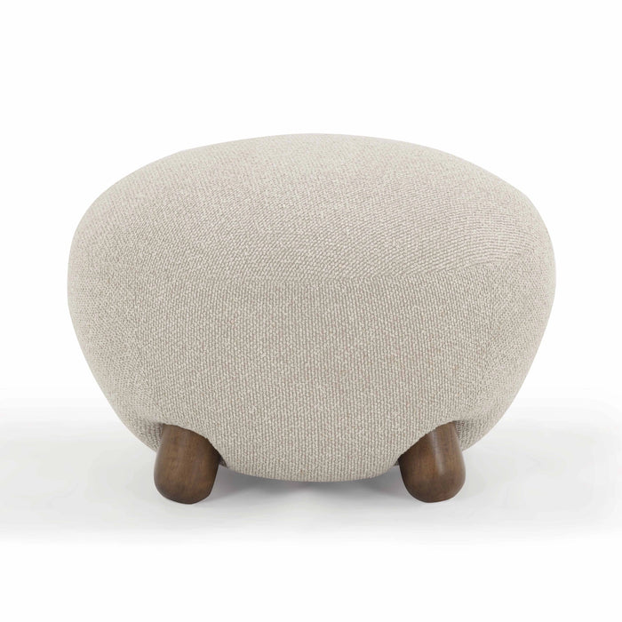 Pucker Warm Grey Performance Boucle Ottoman