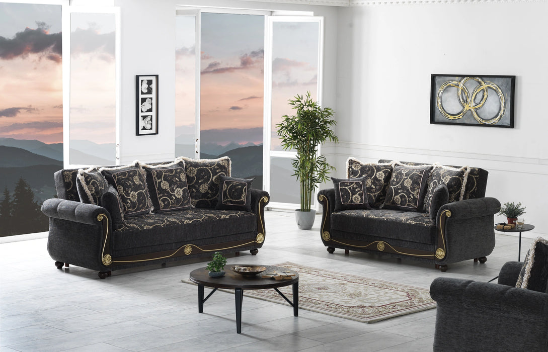 Ottomanson Americana Collection Upholstered Convertible Loveseat with Storage