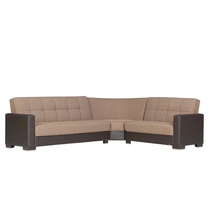 Ottomanson Armada Collection Upholstered Convertible Sectional with Storage